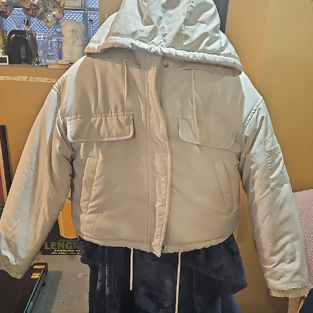 Topshop Ladies  Off-White Puffer Jacket
